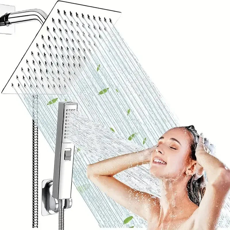 Ensemble de Douche Carré Moderne en Acier Inoxydable (Installation Murale)