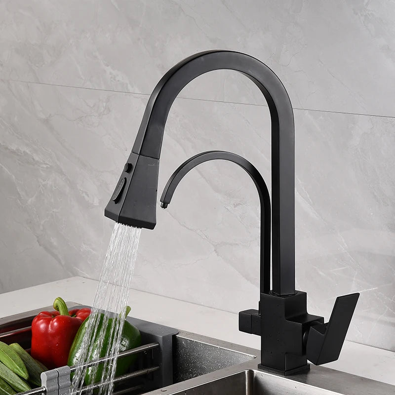 Robinet de Cuisine en Laiton avec Douchette Rétractable