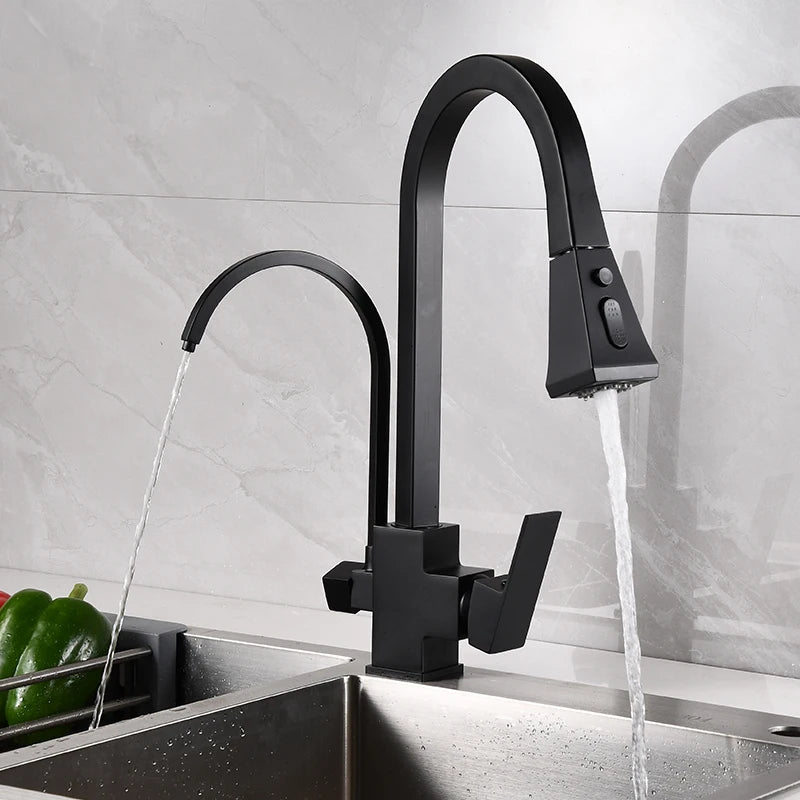Robinet de Cuisine en Laiton avec Douchette Rétractable