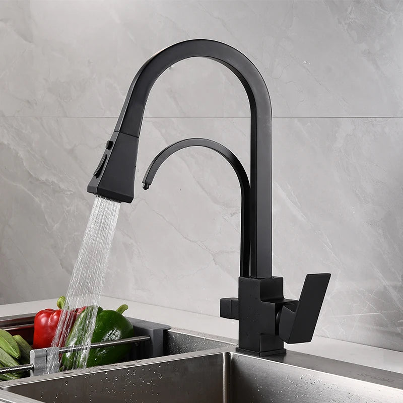 Robinet de Cuisine en Laiton avec Douchette Rétractable