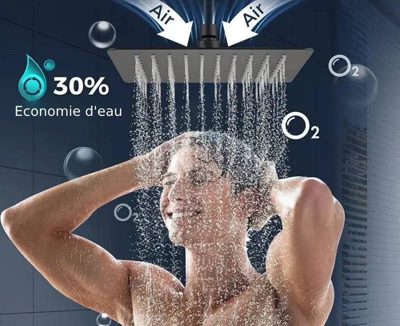 Ensemble de Douche Carré Moderne en Acier Inoxydable (Installation Murale)