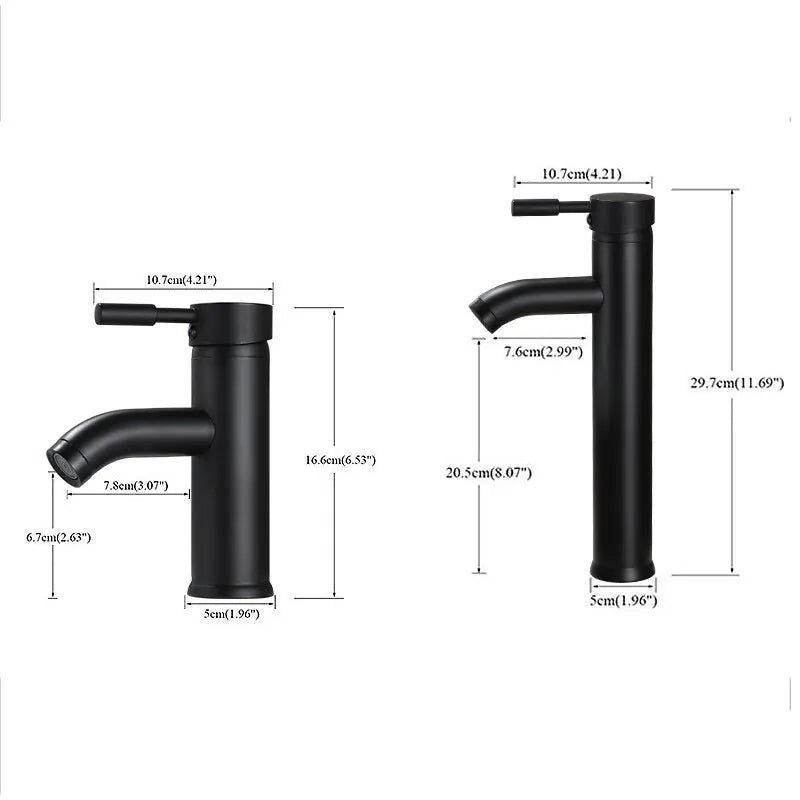 Robinet de Lavabo Minimaliste en Acier Inoxydable Noir pour Salle de Bain