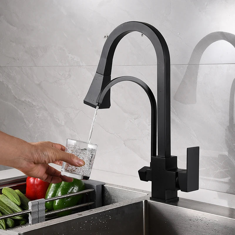 Robinet de Cuisine en Laiton avec Douchette Rétractable