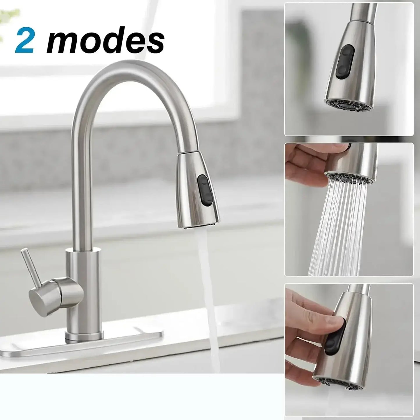 Robinet Cuisine avec Douchette Extractible en Acier Inoxydable