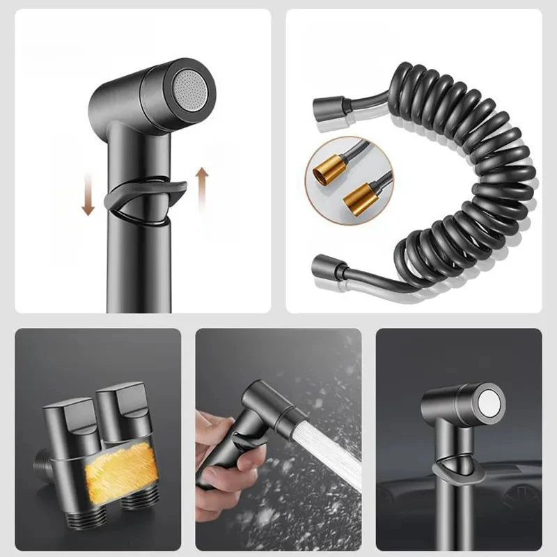 Douchette pour WC à haute pression avec flexible extensible