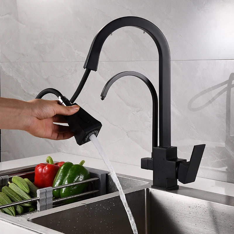 Robinet de Cuisine en Laiton avec Douchette Rétractable